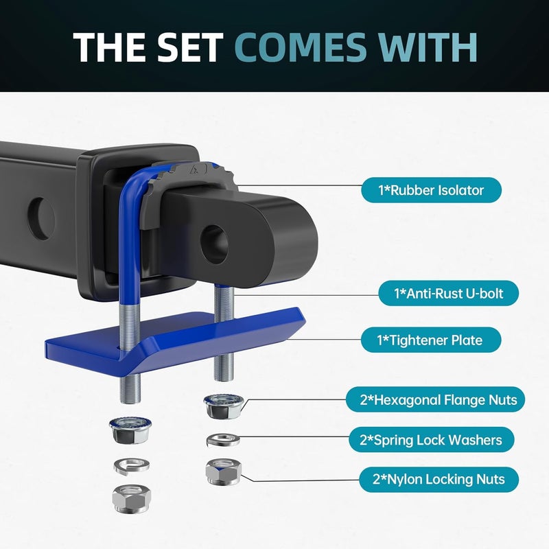 CROSSHIP Hitch Tightener for 1.25" and 2" - Anti Rattle Clamp, Heavy Duty Hitch Stabilizer Easy Installation, Reduce Movement on Mount Tray Cargo Carrier Bike Rack Trailer Ball, Blue - Image 5